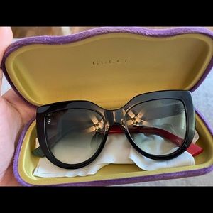 Gucci 53MM Colorblocked Arm Cat Eye Sunglasses